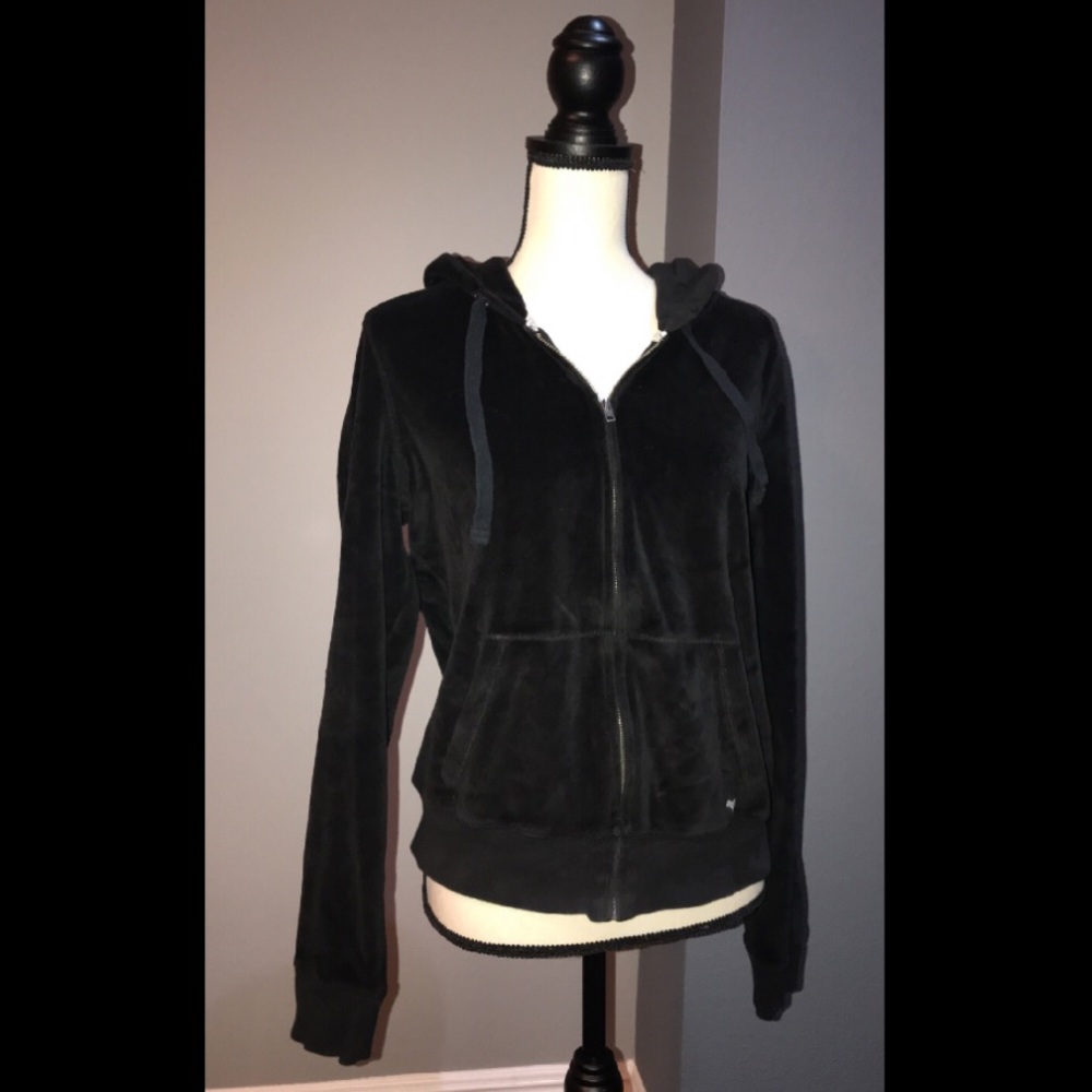 Black velour PINK zip up